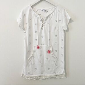 Southern Tide White Cover Up Dress Tie Fringe Size Medium M